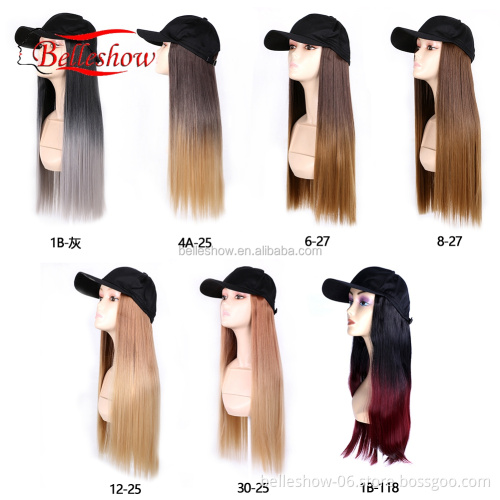 Hot sell Cheap Wholesale long black Baseball Caps straight Hair Wig Sale Low Price Black Long Wavy straight braid Baseball hat
